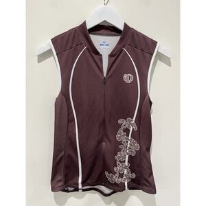 Pearl Izumi Women's Cycling Jersey Back Pockets Brown M‎ Outdoor 1/4 Zip  Floral